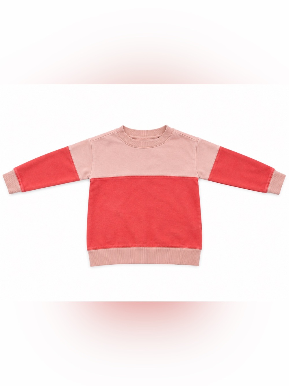 Hanna Andersson Kids Two-Tone Crewneck Sweatshirt in Dusty Pink & Coral